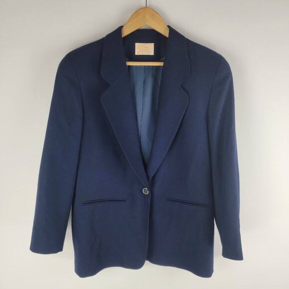 Vintage Pendleton One Button Virgin Wool Blazer Blue Lined Size 12 - Picture 1 of 8
